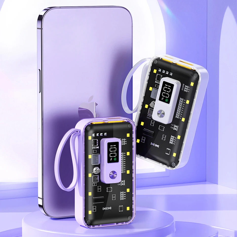 პოვერ ბანკი | Power bank  With LED Light / MTNT / 20000mAh / Purple