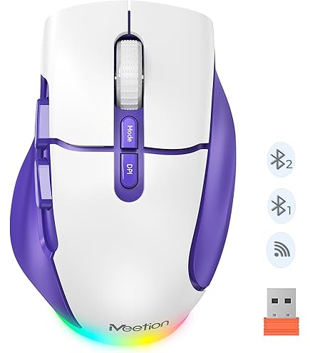 მაუსი | MeeTion LightWeight Mouse BTM001 Purple with white details